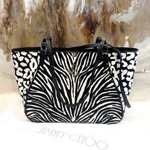 Jimmy Choo Ponyhair Mix Animal Print Zebra Varenne Tote Bag - Never Used